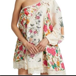 FARM Rio Floral One-Shoulder Mini Dress